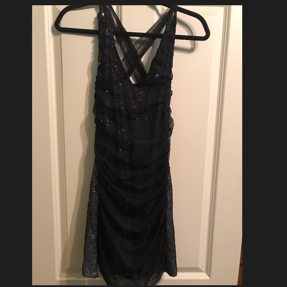 Express black sequin dress